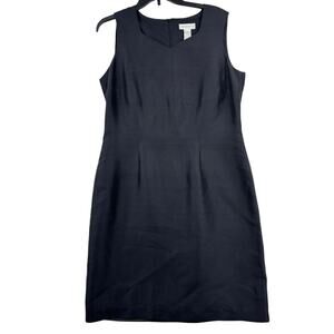 Worthington Sheath Dress Size 12 Black 100% Silk Back Zip Fully Lined Sleeveless